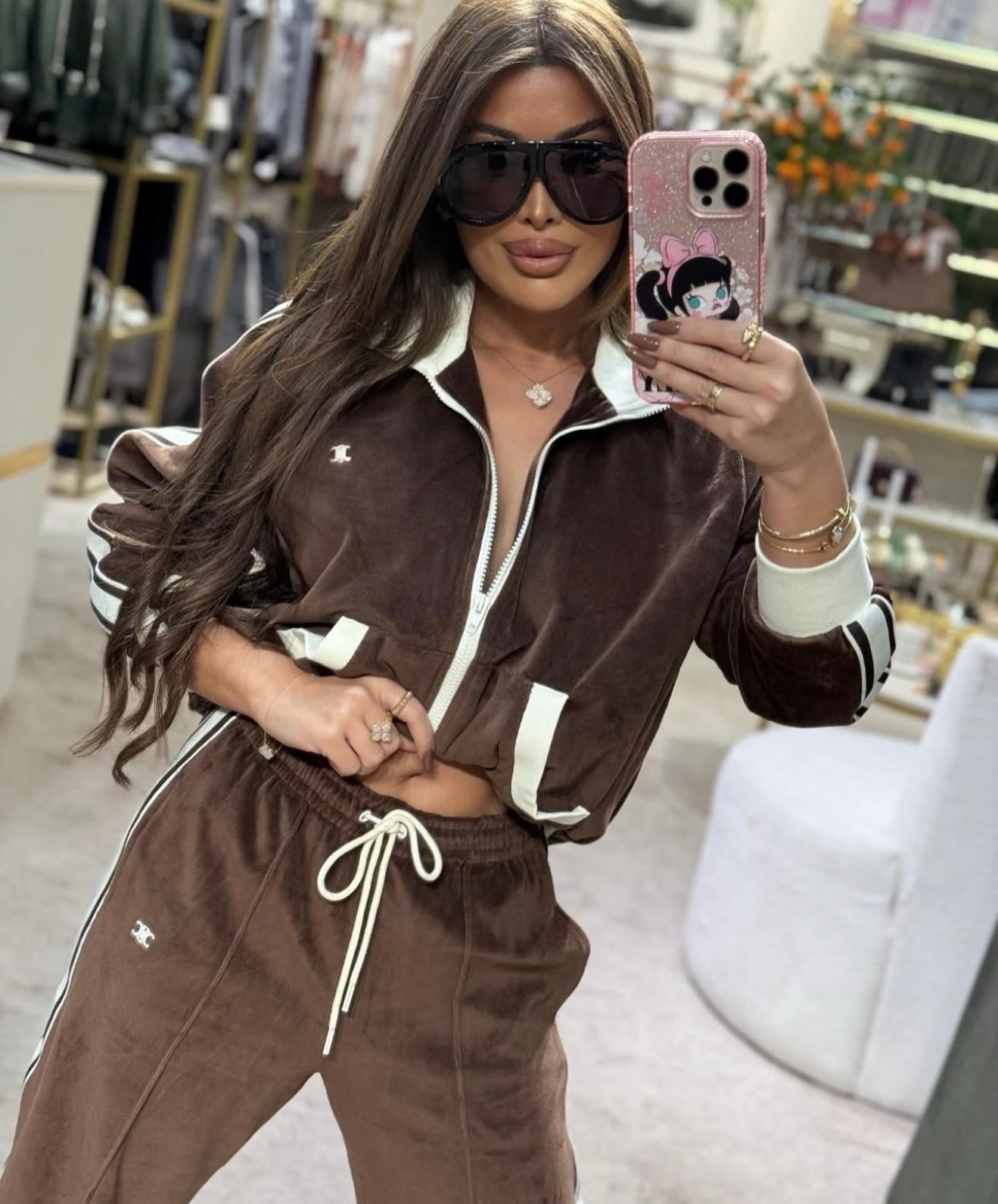 CEL Velour Tracksuit - Brown