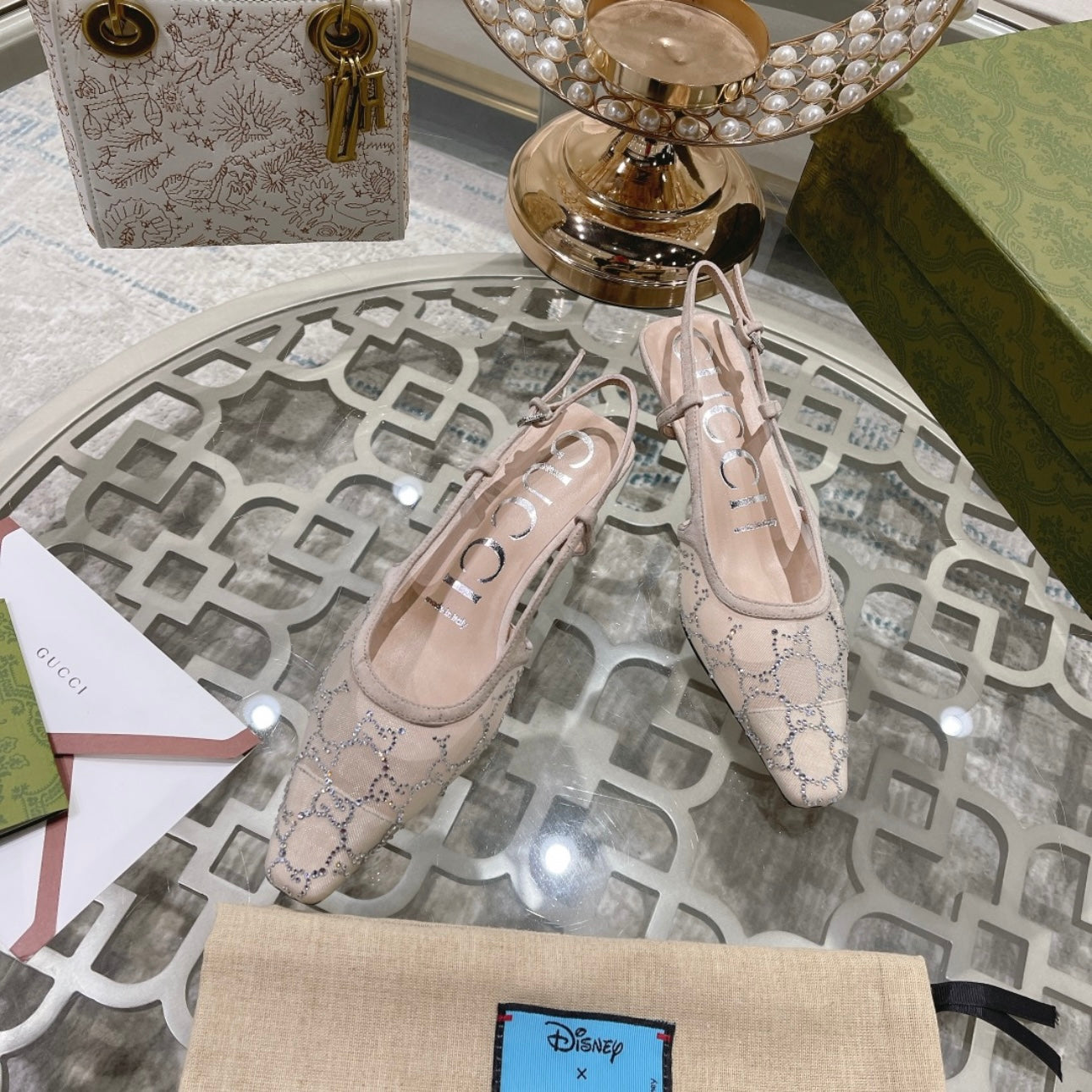 GG Crystal Embellished Slingbacks