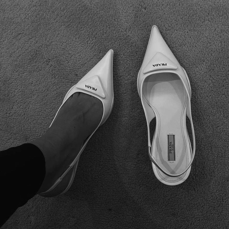 White Prad Heels