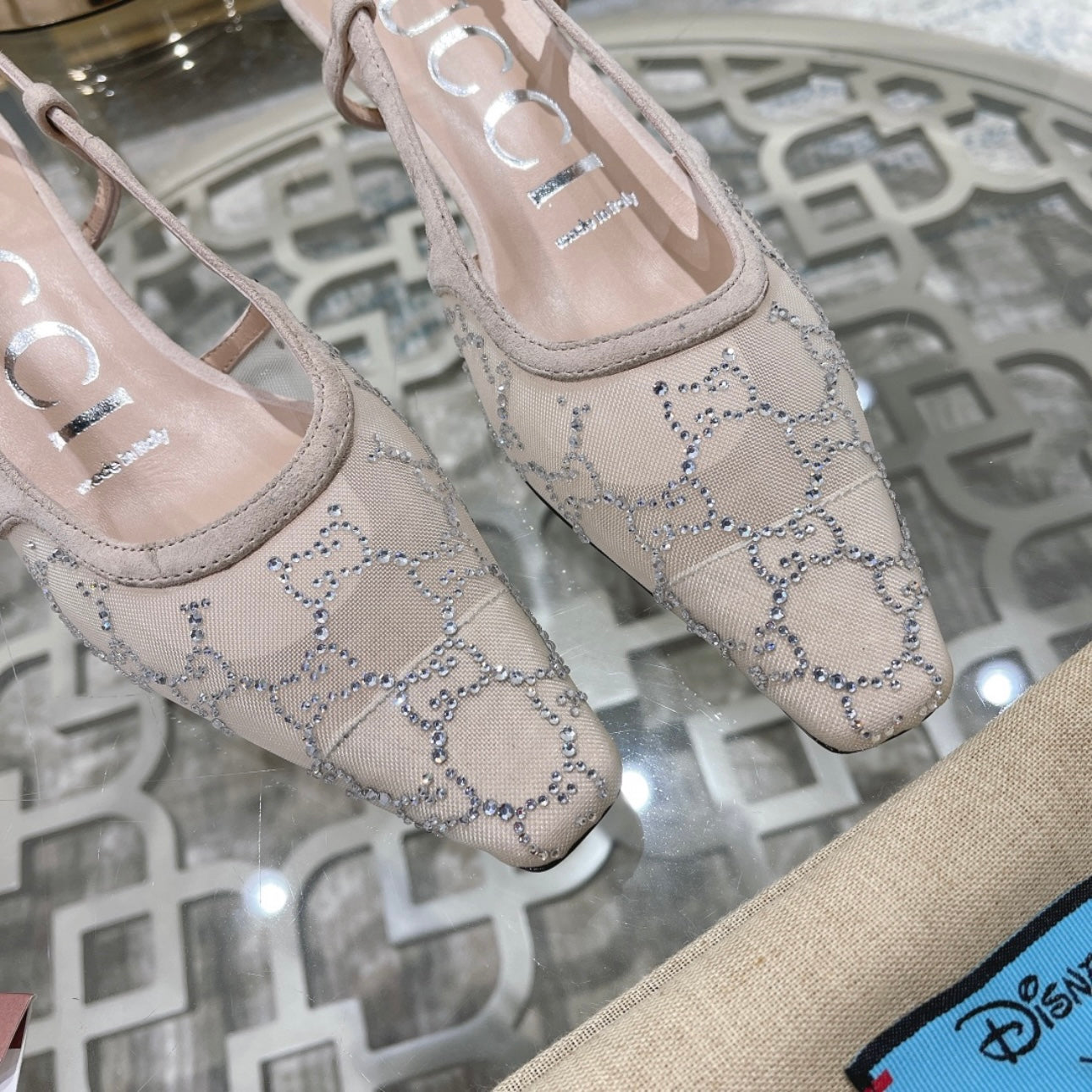 GG Crystal Embellished Slingbacks