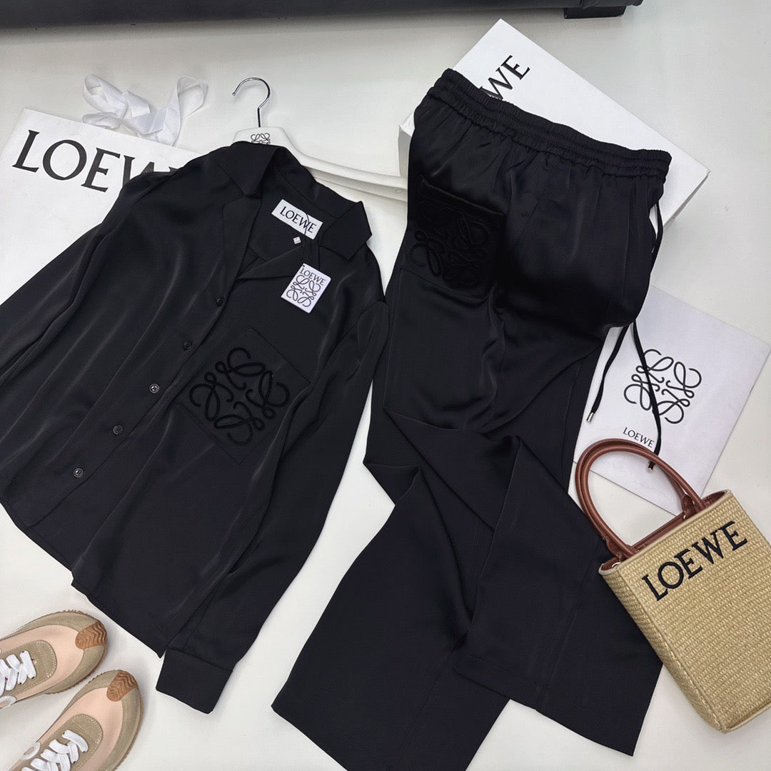Low Black Silk Co-Ord