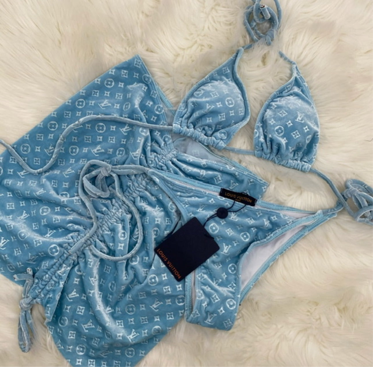Blue Louie Velour Bikini/Skirt Set – OrrelleTheLabel