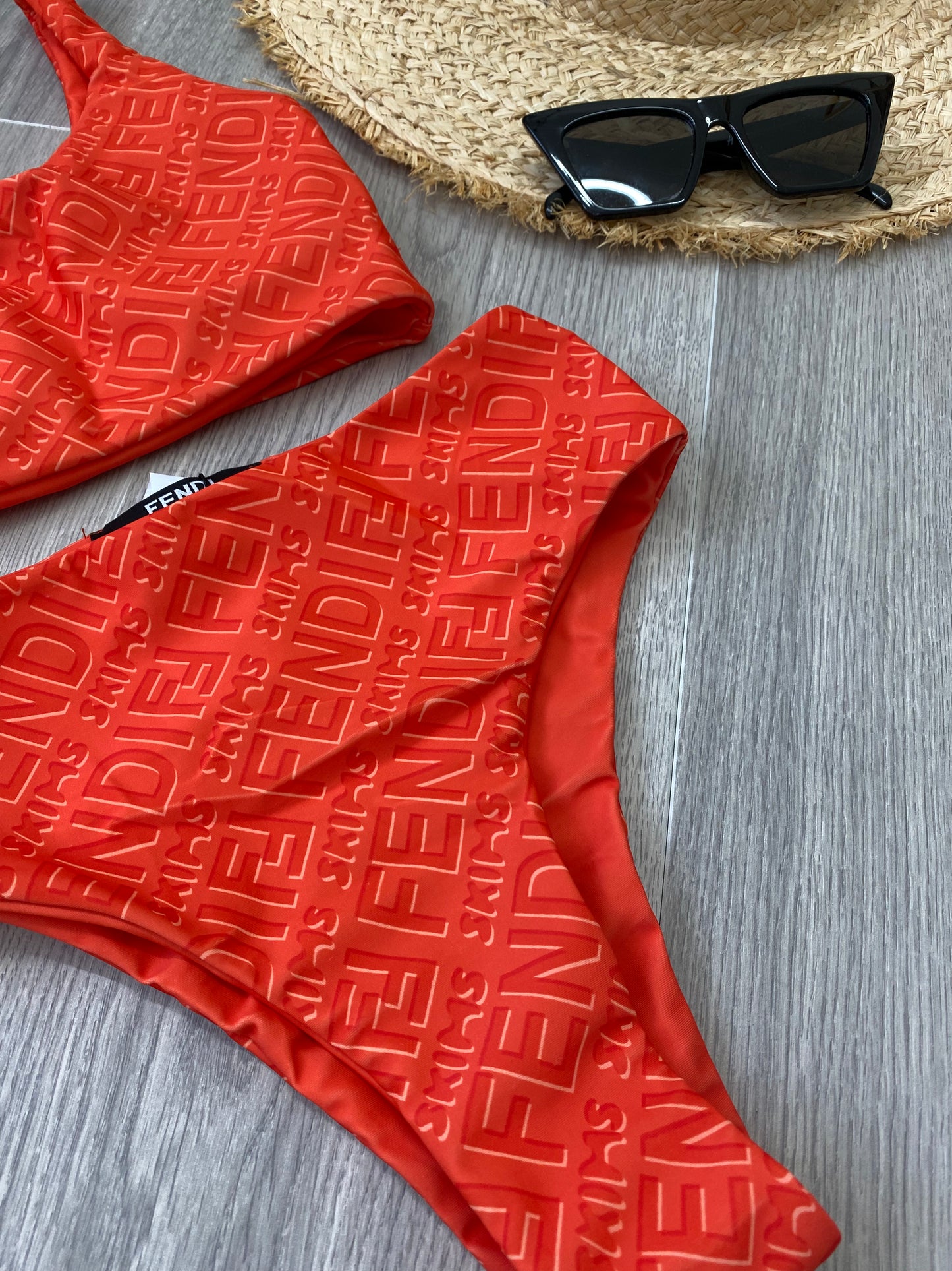 Red High Waisted FF Bikini