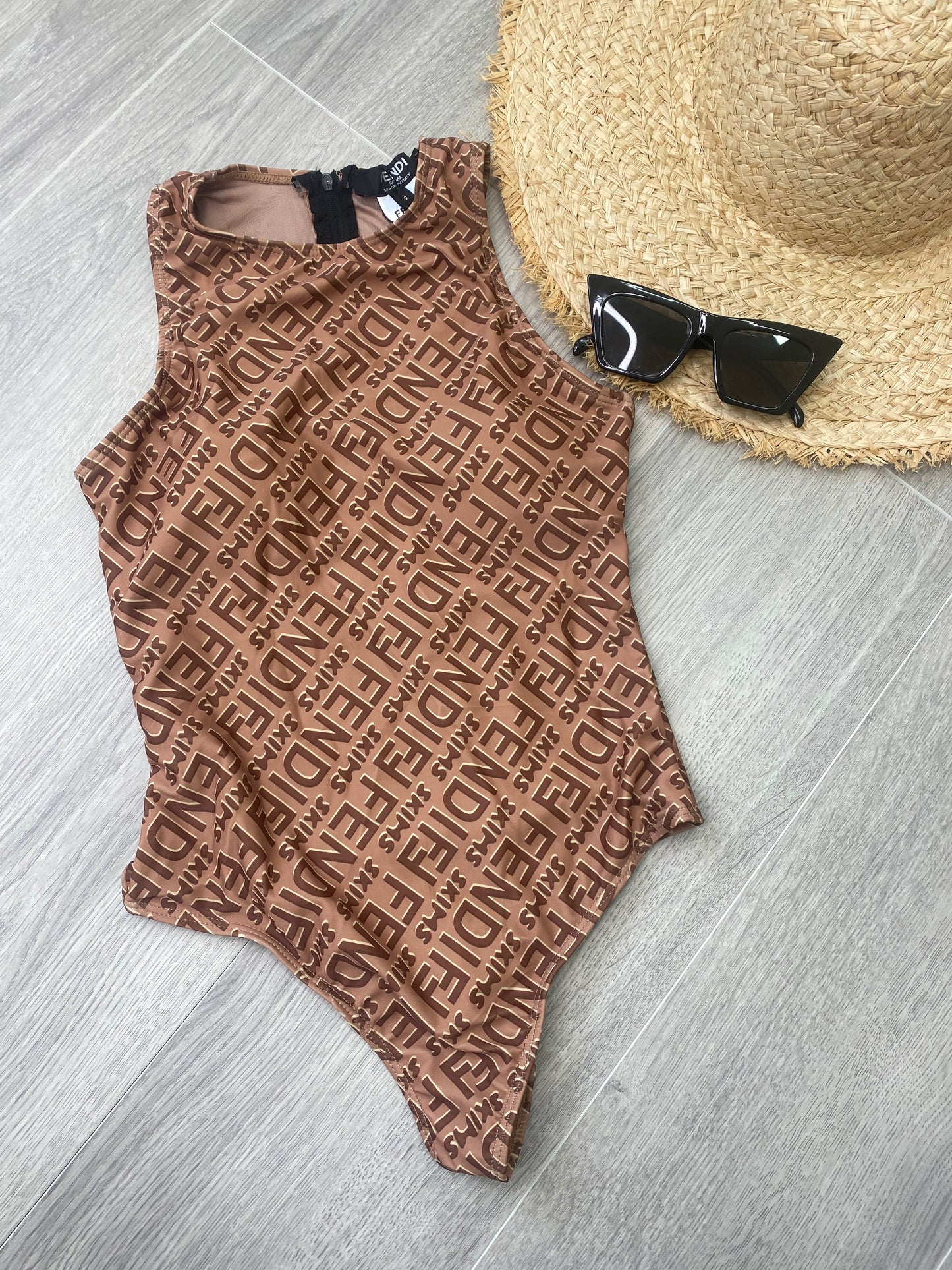 Nude High Neck FF Swimsuit