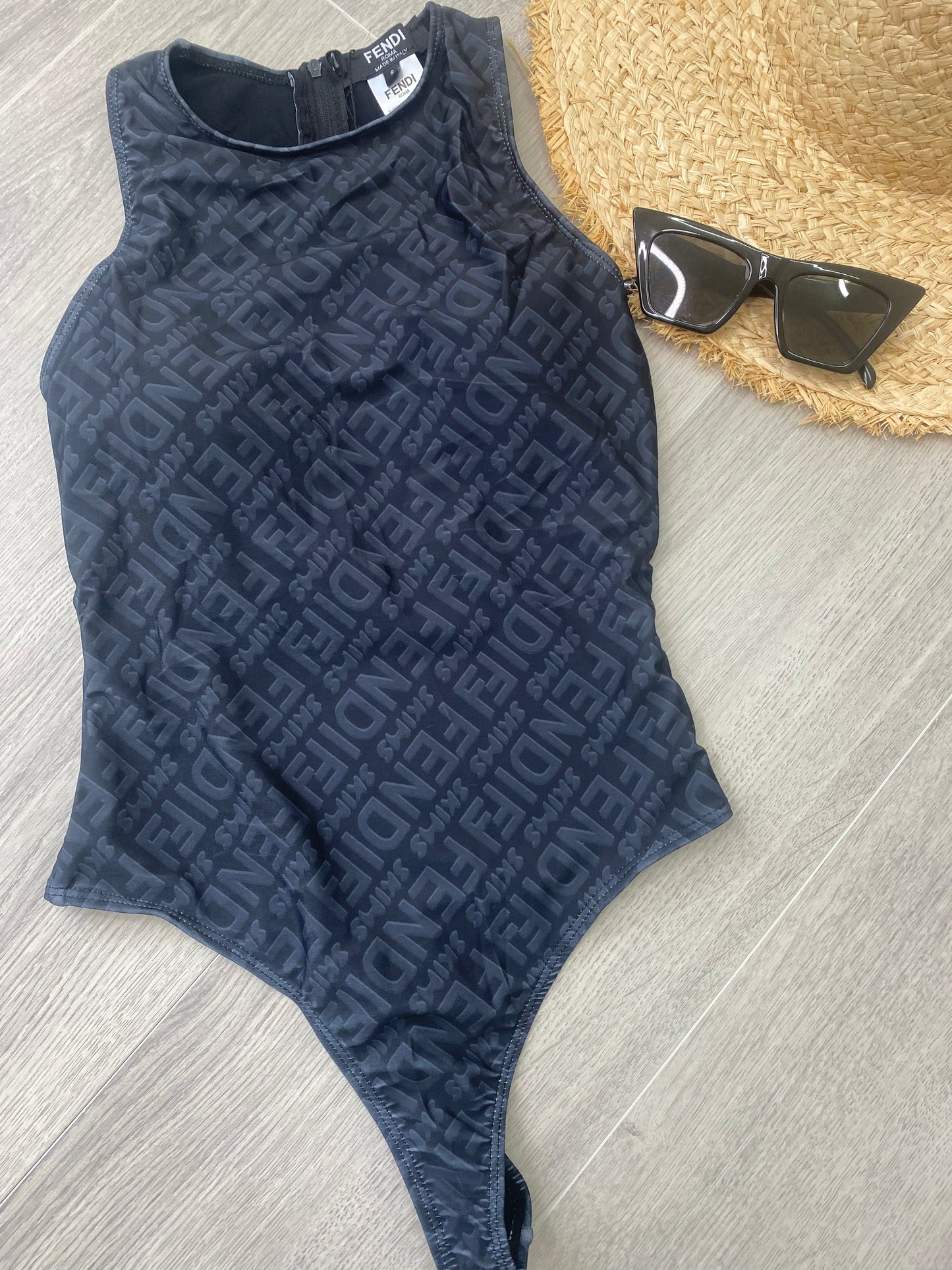 Black High Neck FF Swimsuit