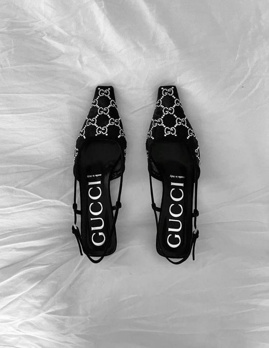 GG Black Slingbacks