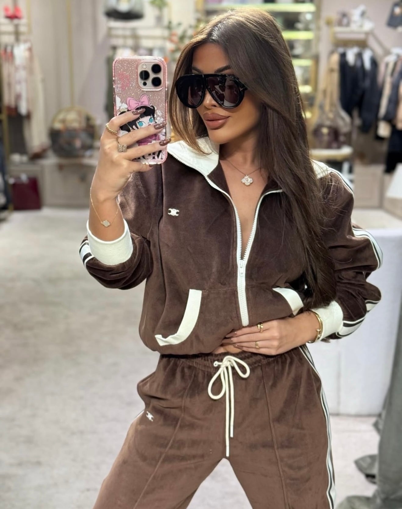 CEL Velour Tracksuit - Brown