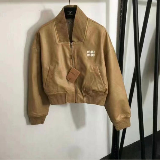 MIMI Leather Jacket - Beige