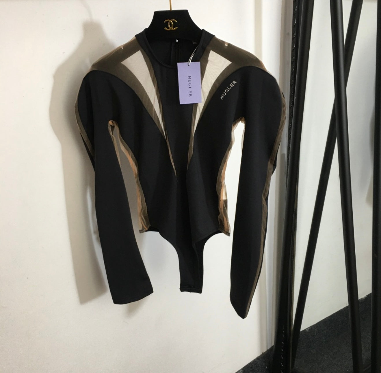 Mugl Sheer Panel Bodsuit