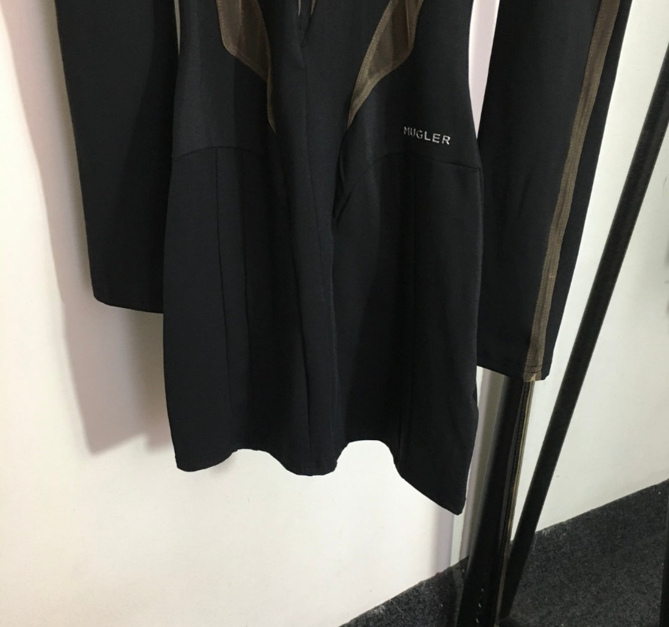 Mugl Sheer Panel Bodycon Black Dress