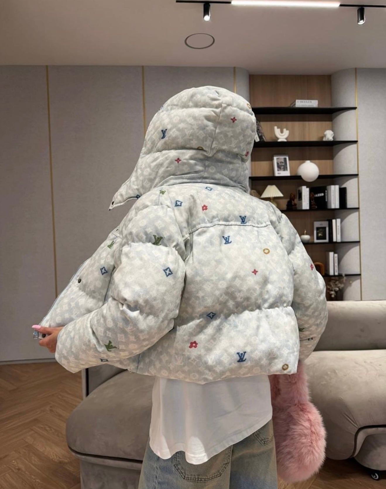 LOUIE Denim Bomber Puffer Jacker