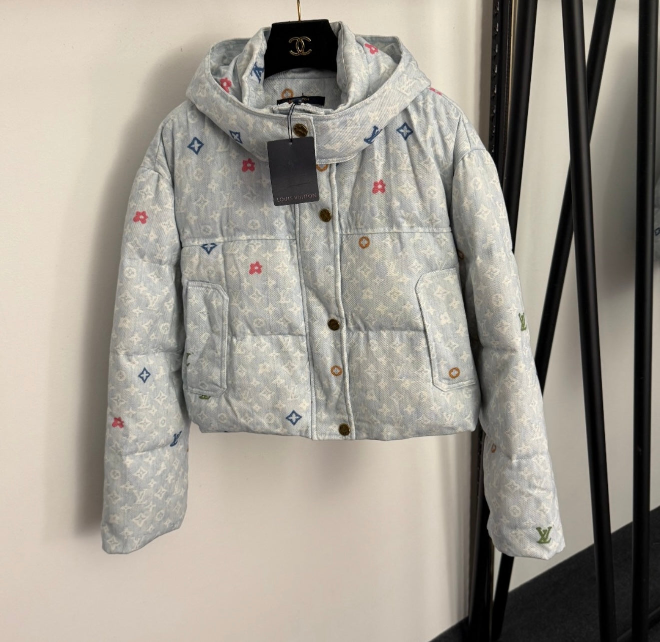 LOUIE Denim Bomber Puffer Jacker