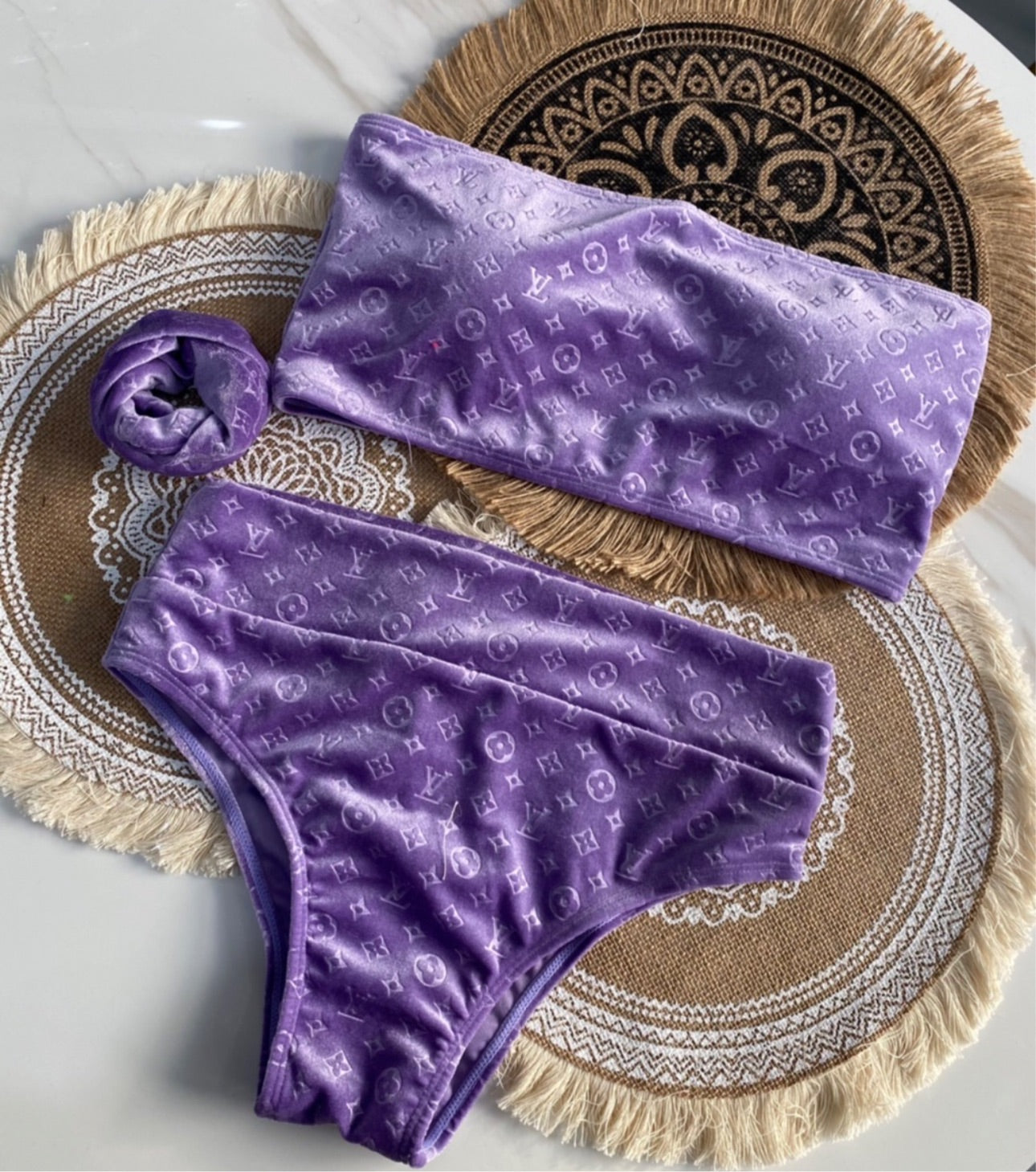 Lilac Bandeau Louie Velour Set