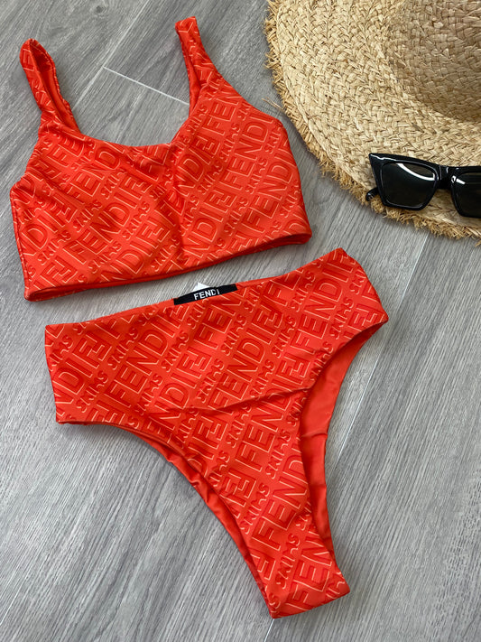 Red High Waisted FF Bikini