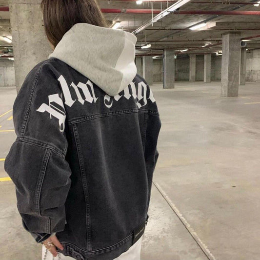 Angels Oversized Black Denim Jacket