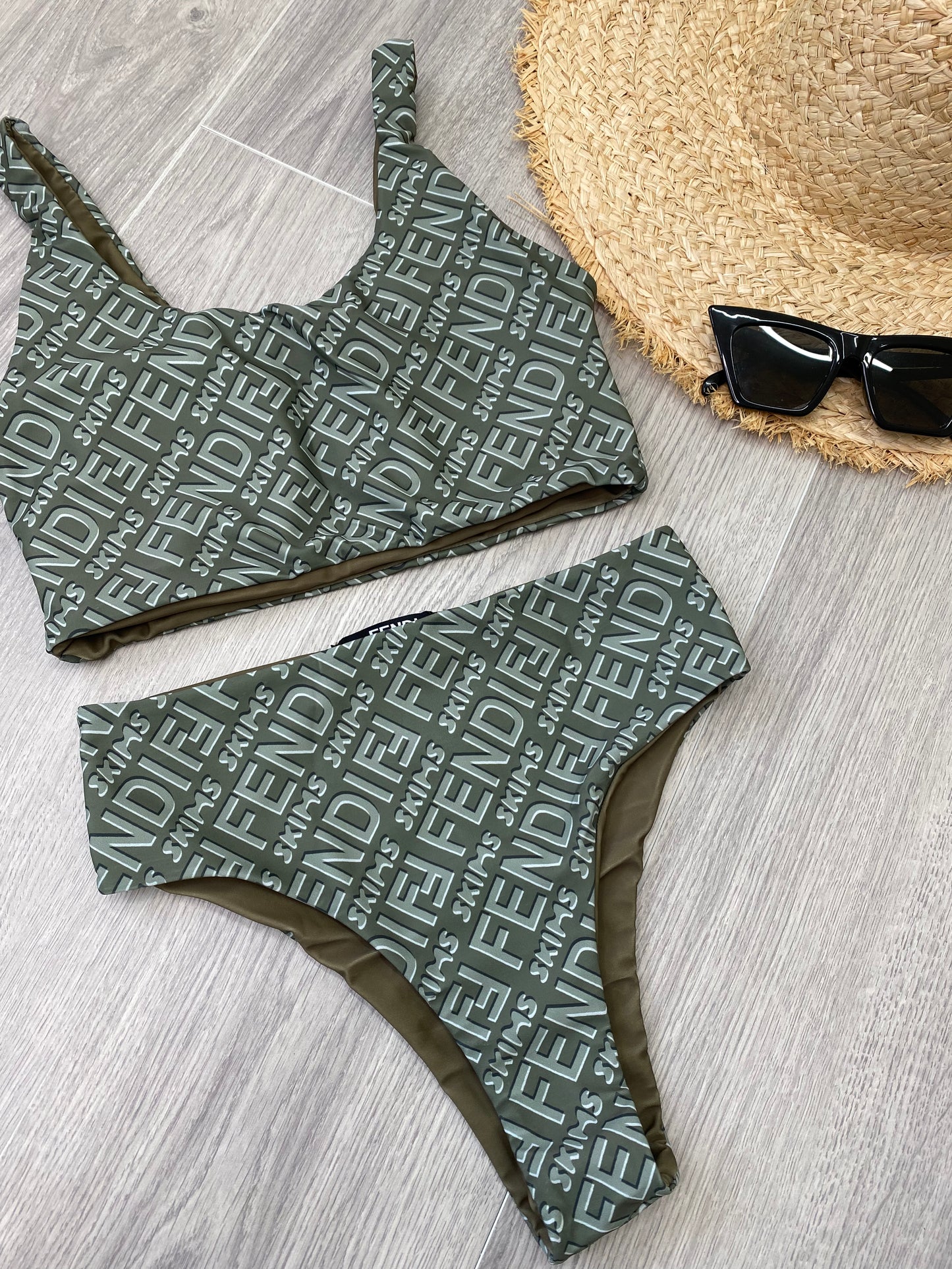 Khaki High Waisted FF Bikini